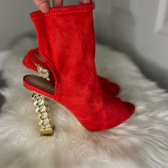 Liliana Shoes - Red peep toe ankle bootie